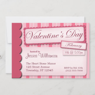 Valentinstag Scrapbook Rosa Streifen Einladungen