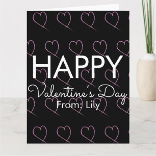 Valentinstag Scribble Hearts Pink Black Karte