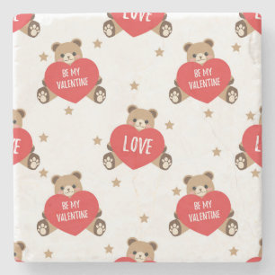 Valentinstag sei mein Valentinherz und Teddybär Steinuntersetzer