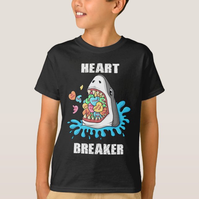 Valentinstag Shark Heart Breakfast Jungs Kinder T-Shirt (Vorderseite)