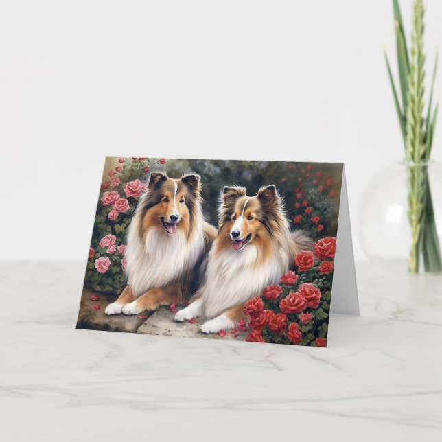 Valentinstag Sheltie Karte (Vorderseite)