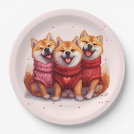 Valentinstag Shiba Inu Hunde Pappteller