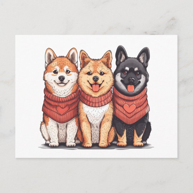 Valentinstag Shiba Inu Hunde Postkarte (Vorderseite)