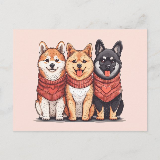 Valentinstag Shiba Inu Hunde Postkarte (Vorderseite)