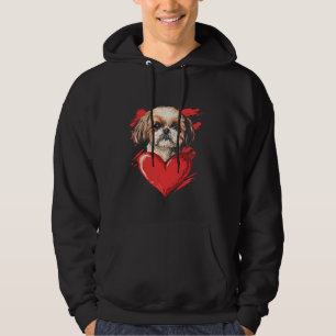 Valentinstag Shih Tzu Dog Herz Hoodie