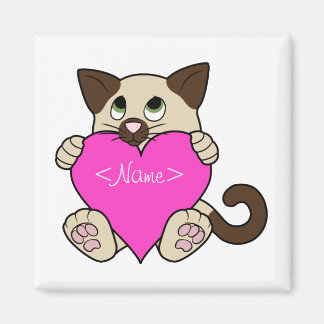 Valentinstag siamesische Katze mit rosa Herz Magnet
