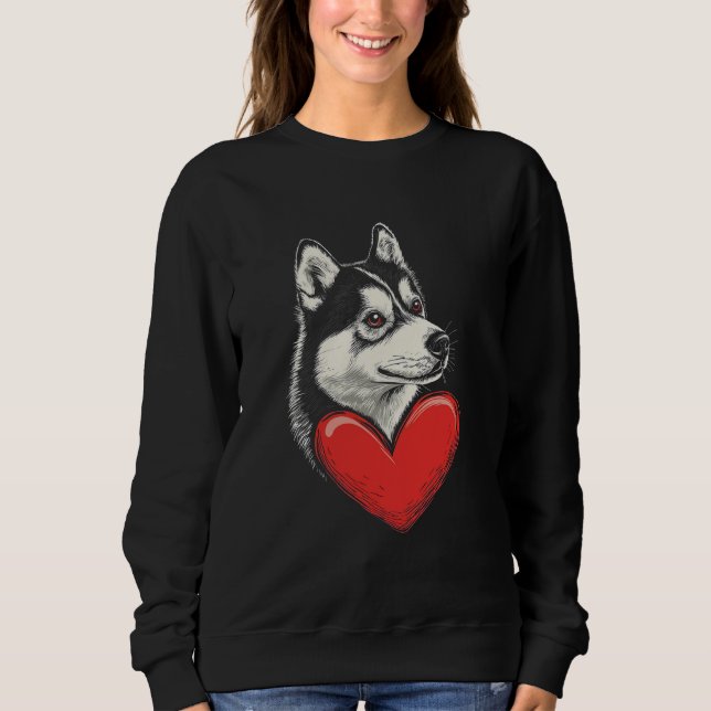 Valentinstag Siberian Husky Sweatshirt (Vorderseite)