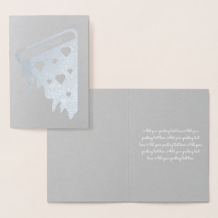 Valentinstag Silber-Grau-Pizza Folienkarte