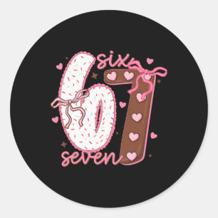 Valentinstag Six Seven 6 7 Kuchen Schleife Meme He Runder Aufkleber