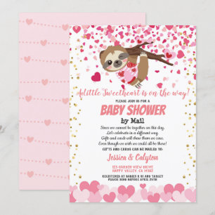 Valentinstag Sloth Girl Babydusche per Post Pink Einladung