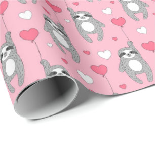 Valentinstag Sloth mit Herz Niedlich Geschenkpapier