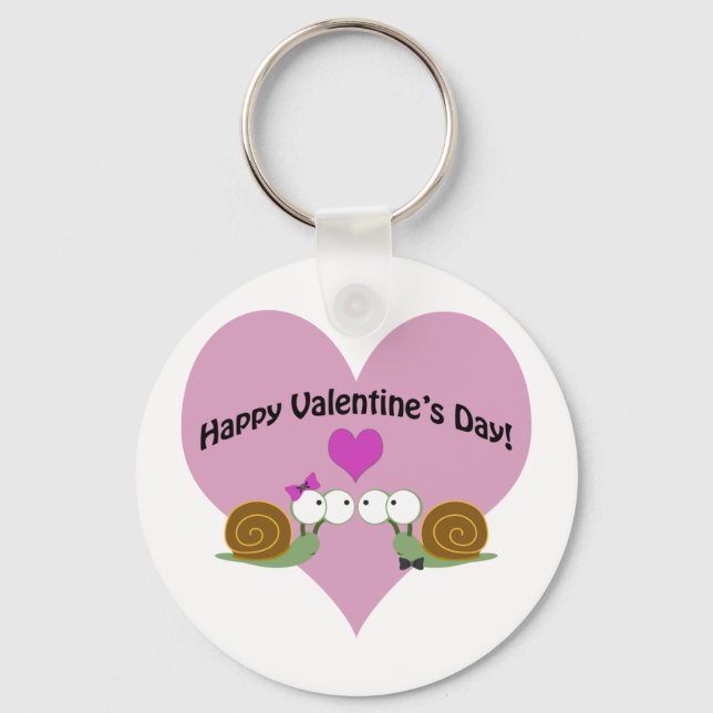 Valentinstag Snails Schlüsselanhänger (Vorderseite)