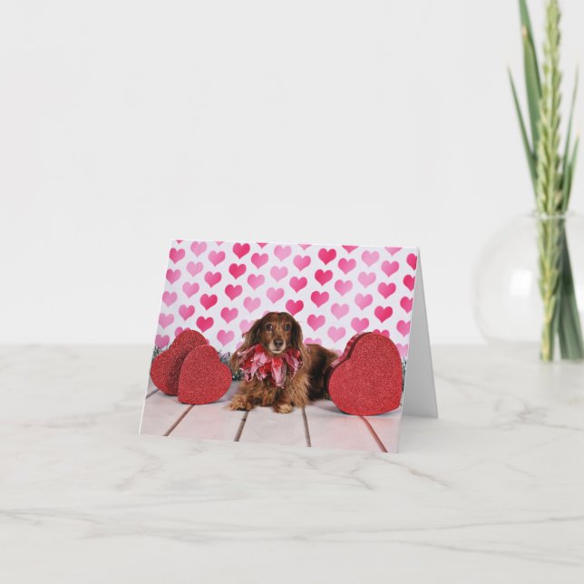 Valentinstag - Sophie - Dackel Feiertagskarte (Vorderseite)