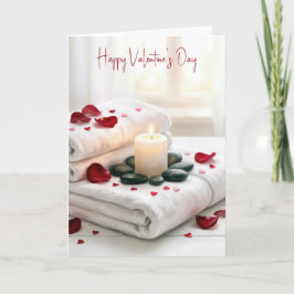 Valentinstag-Spa mit Rosenblättern Karte