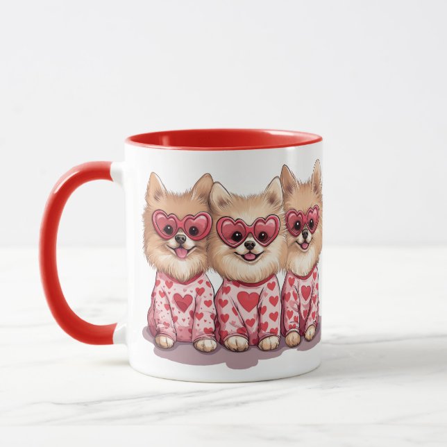 Valentinstag Spitz Hunde Tasse (Links)