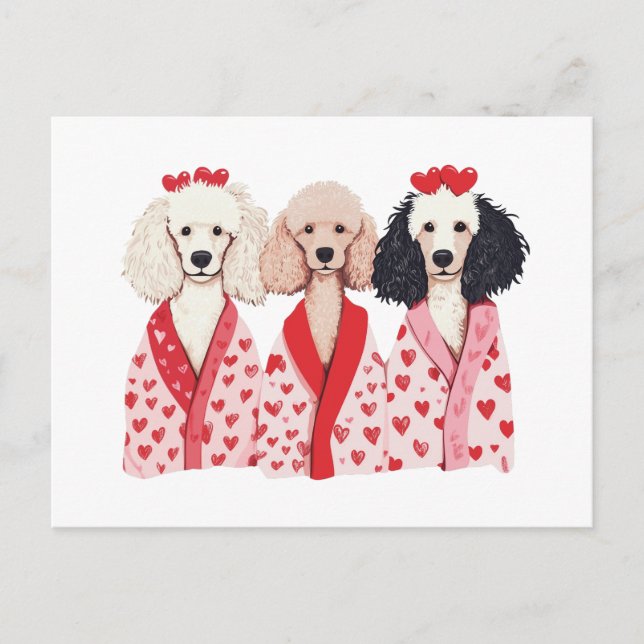 Valentinstag Standard Poodle Hunde Feiertagspostkarte (Vorderseite)