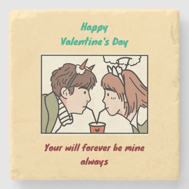 Valentinstag Steinuntersetzer (Vorderseite)