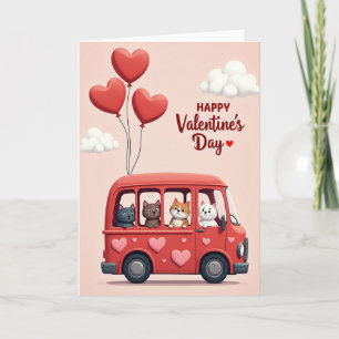 Valentinstag Süße Katzen Bus Grußkarte Karte