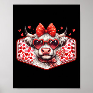 Valentinstag Süße Kuh Rote Herzen Mädchen Kind Fra Poster
