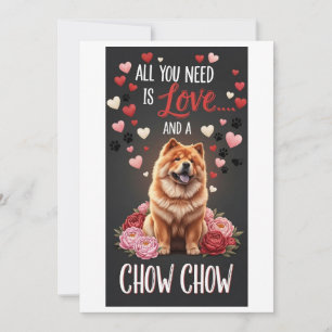 Valentinstag Süßer Chow-Chow-Hund Foto kuscheln Feiertagskarte