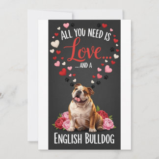 Valentinstag süßer englischer Bulldogge Foto Kusch Feiertagskarte