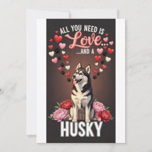 Valentinstag Süßer Husky-Foto Kuscheln Feiertagskarte