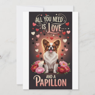 Valentinstag Süßer Papillon Foto Kuscheln Feiertagskarte