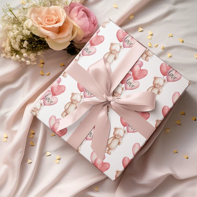 Valentinstag Süßer Teddybär Geschenkpapier  (Von Creator hochgeladen)