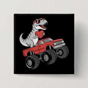 Valentinstag T Rex Dinosaur fährt Monster-Truck Button