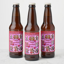 Valentinstag Tanzpaare "Party Animals" Bierflaschenetikett