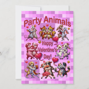 Valentinstag Tanzpaare "Party Animals" Einladung