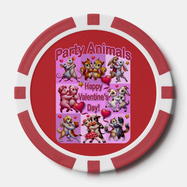 Valentinstag Tanzpaare "Party Animals" Pokerchips (Vorderseite)
