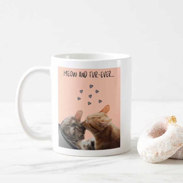 Valentinstag Tasse, Meow und Pelejever Kaffeetasse (Mit Donut)