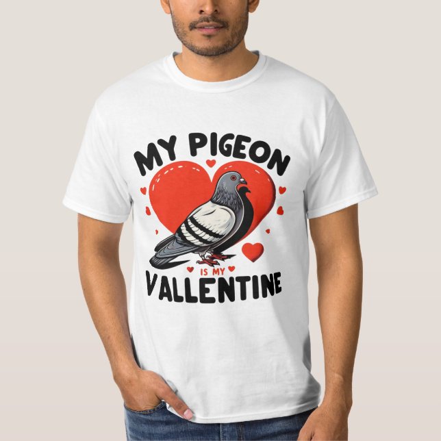 Valentinstag-Taube - Herzliche Avianische Romantik T-Shirt (Vorderseite)