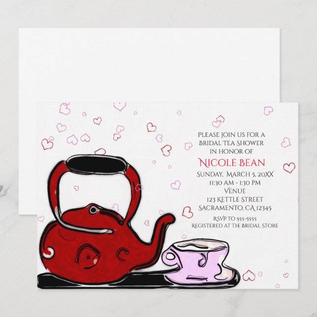 Valentinstag Tea Party Chic Party Einladungen (Vorne/Hinten)