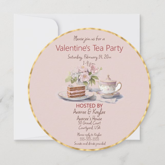 Valentinstag Tea Party Einladung (Vorderseite)
