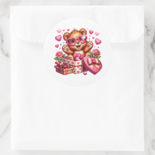 Valentinstag-Teddy-Aufkleber Runder Aufkleber