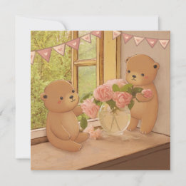 Valentinstag: Teddy Bears & Blume Feiertagskarte