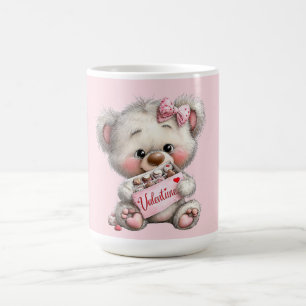 Valentinstag-Teddy mit Pralinen Kaffeetasse