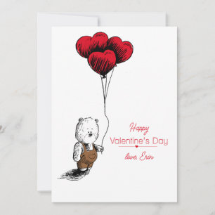 Valentinstag Teddybär mit Balloonkarte Feiertagskarte