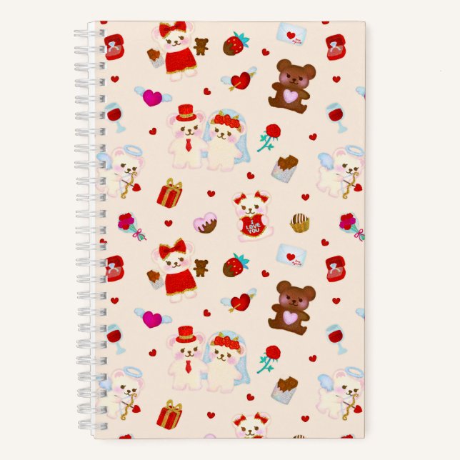 Valentinstag Teddybär Notizbuch (Vorderseite)