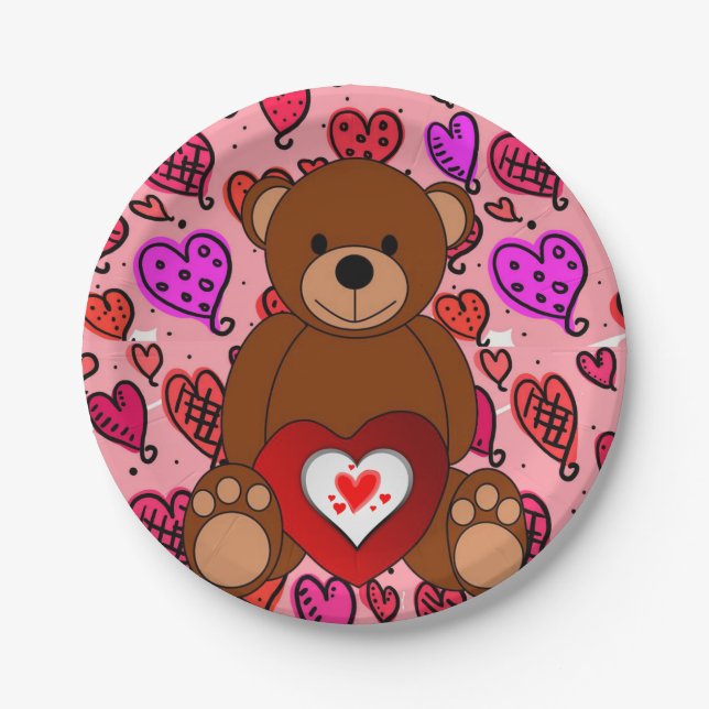 Valentinstag, Teddybär, Teller (Vorderseite)