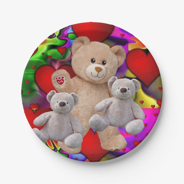 Valentinstag, Teddybär, Teller (Vorderseite)