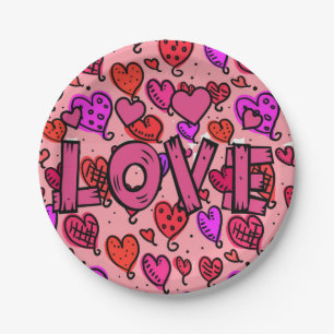 Valentinstag, Teller, Liebe Pappteller