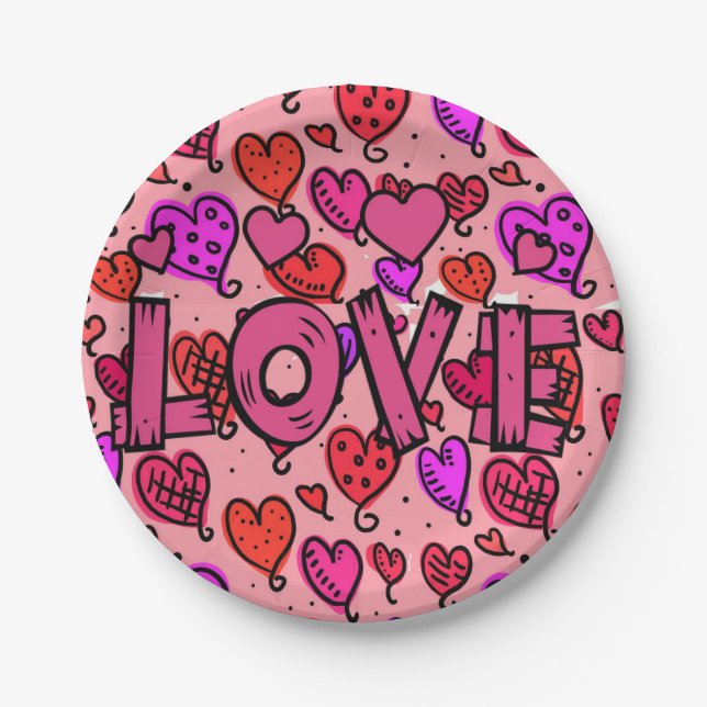 Valentinstag, Teller, Liebe Pappteller (Vorderseite)