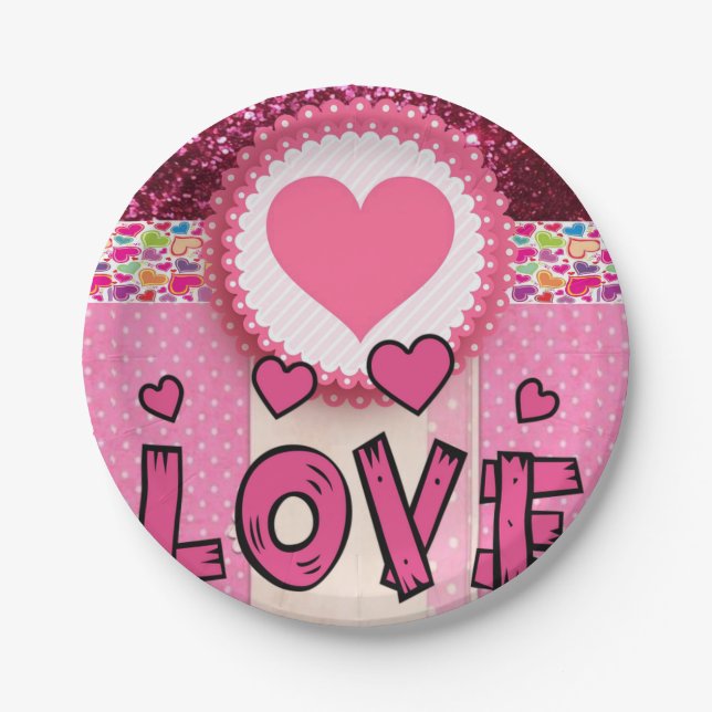 Valentinstag, Teller, Liebe Pappteller (Vorderseite)