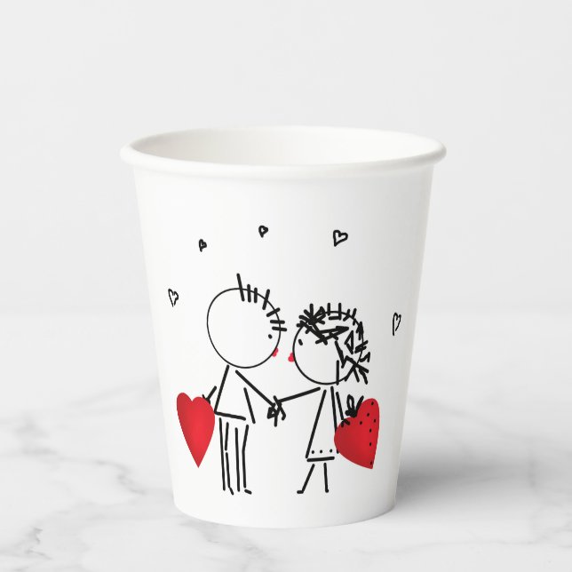 Valentinstag temporäre Tätowierungen Pappbecher (Vorderseite)