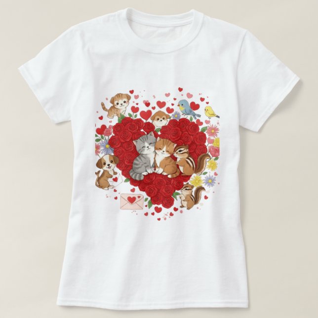 Valentinstag Tierische Liebe" T-Shirt (Design vorne)