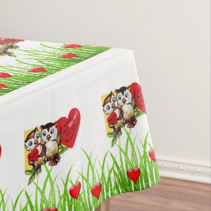 Valentinstag-Tischdecke Eule Tischdecke