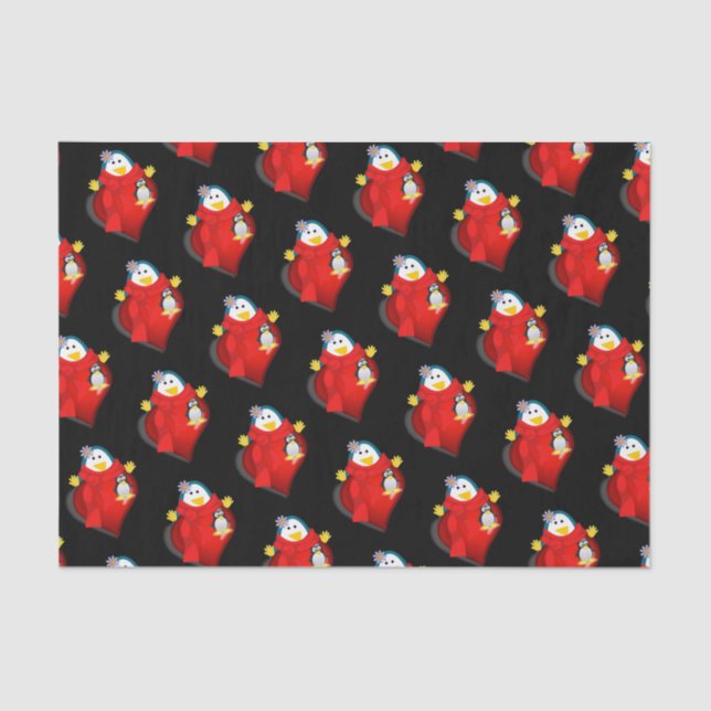 Valentinstag Tissue Pinguin Hearts Seidenpapier (Vorderseite)